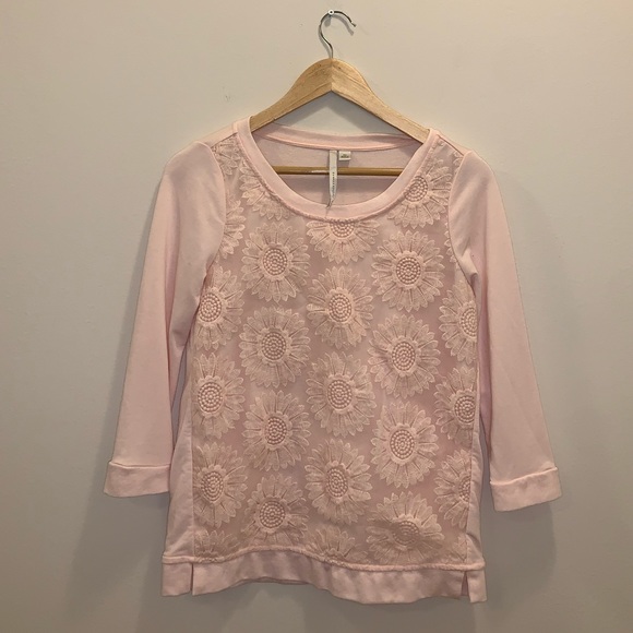 Lauren Conrad Light Pink floral longsleeve top XS - Picture 3 of 8